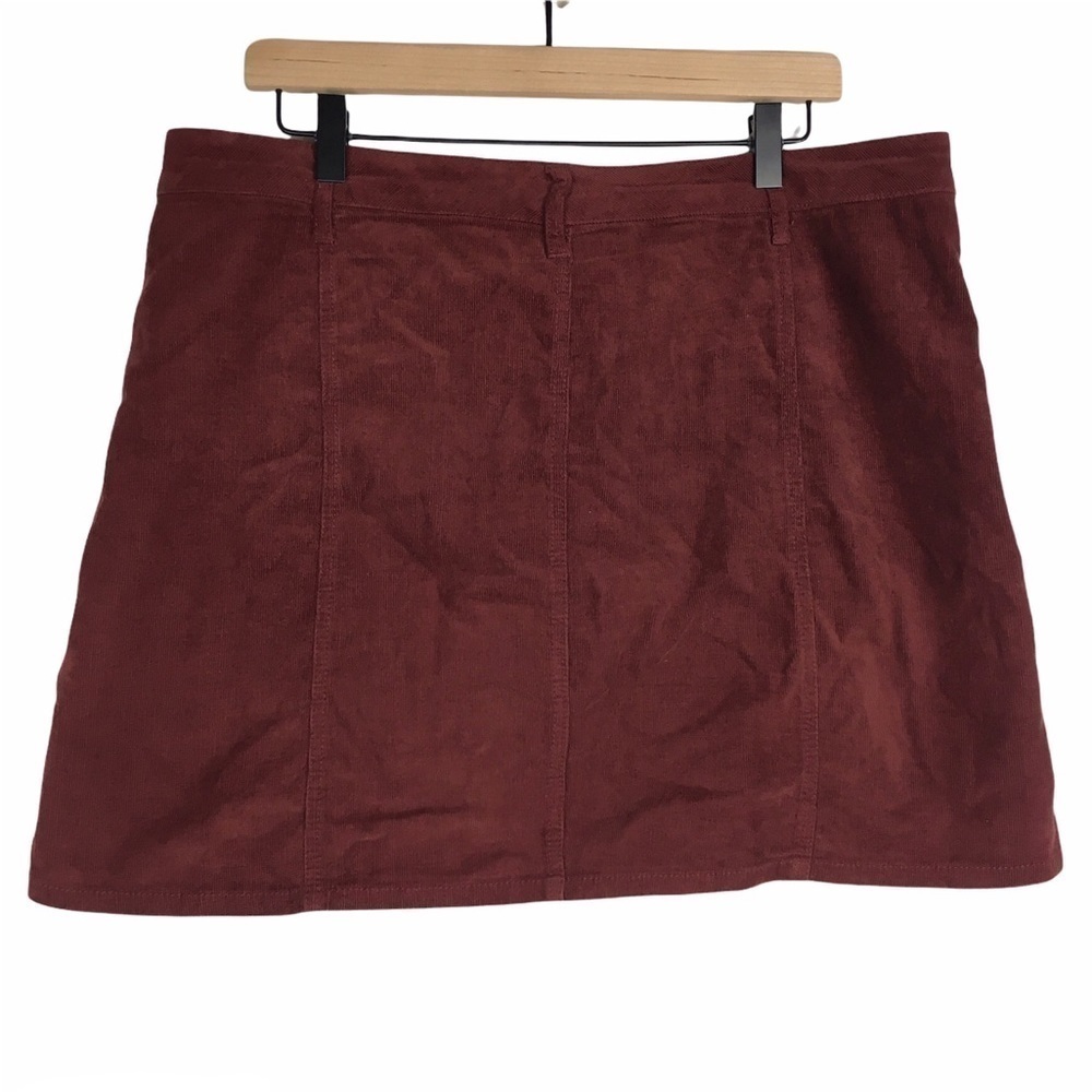 MOSSIMO Skirt Corduroy Ribbed Mini Rust Red Brown Snap Dark Academia Size 14 - Picture 4 of 11